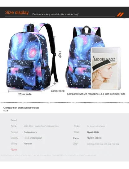 Ronaldo print student schoolbag 3-piece set youth backpack pencil case shoulder bag set - Image 31