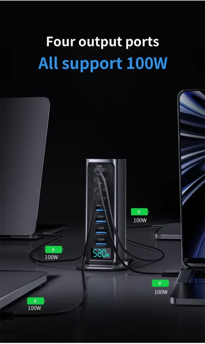 New Desktop Charger 520W  GaN 8-Port 4 USB C 4 USB-A PD 100W Fast Charger Hub USB Type C Mobile Phone Power Charger Station - Image 5