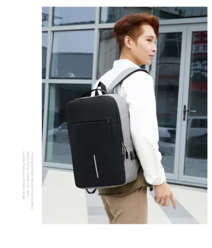 Men's Fashion Multifunctional Computer Backpack Large Capacity Waterproof Fabric Unisex Business Duty Backpack Shoulder Oxford F - Image 9