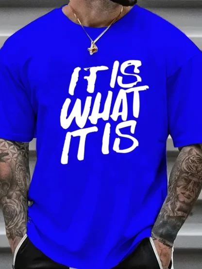 Camiseta holgada informal de algodón puro 100% de verano para hombre, camiseta de manga corta con cuello redondo y estampado de - Image 8