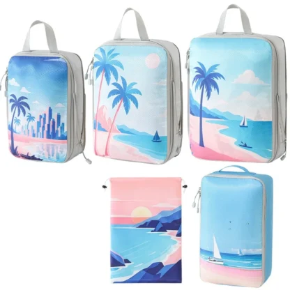5Pcs/Set Travel Organizer Set Zipper Storage Bag Large Capacity Bag Compressible Underwear Suitcase Luggage Packing Cubes - Image 2