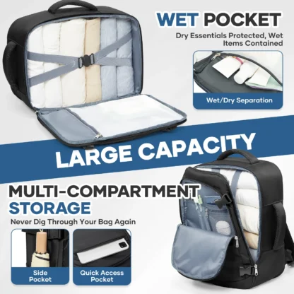 Under Seat Travel Backpack, Wizz 40x30x20 Airplane Travel Backpack Convenient Outdoor Men Laptop Backpack Outdoor Carry-On Bag - Image 2