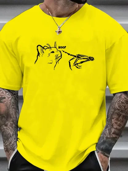 Camiseta deportiva de manga corta con cuello redondo para hombre, 100% algodón, cómoda, informal, holgada, de talla，Exquisite p - Image 8