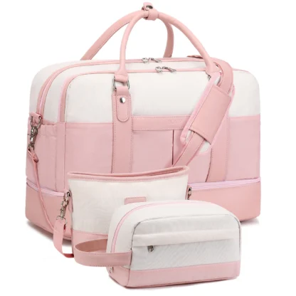 Large Capacity Travel Bag Handbag Tote Travel Bag Shoulder Weekend Bag with Shoe Compartment Breathable Travel Night Bags - Image 13