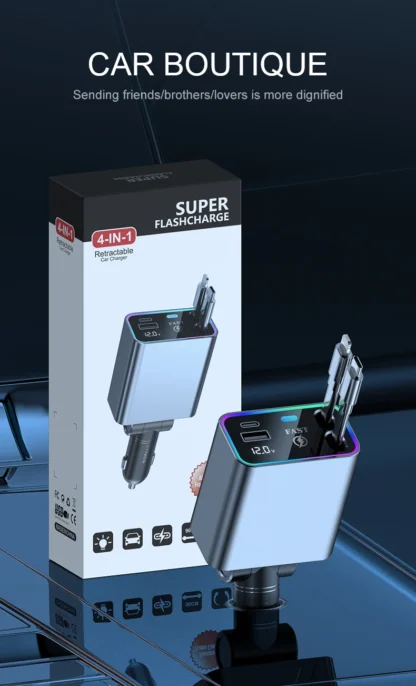 4 in 1 184W Car Charger Retractable PD66W Car Cigarette Lighter Adapter USB Type C Fast Charger Cable For IPhone Xiaomi Samsung - Image 18