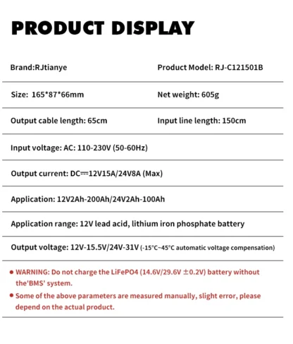 UK Plug Smart Car Battery Charger 12V15A/24V8A LCD Display Pulse Repair for AGM Gel Wet Lead Acid Lithium Batteries - Image 23