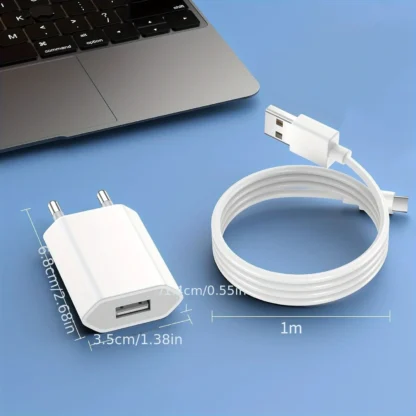 1/2/5Sets 5V 1A USB Charger Travel Wall Charging Head with USB A to Type C USB Charging Cable Phone Adapter Portable EU Plug 5W - Image 2