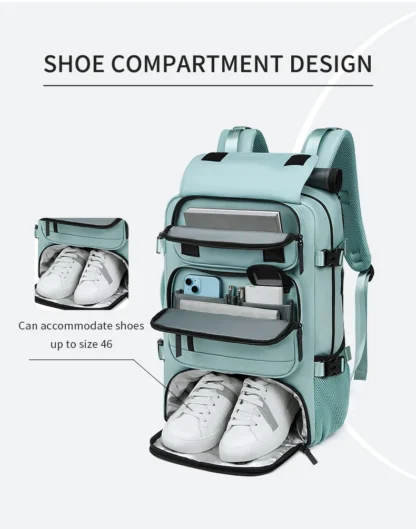 Woman travel backpack,waterproof 16 inch Business Laptop Backpack with Shoe Bag Hidden USB charging port Hiking camping backpack - Image 20
