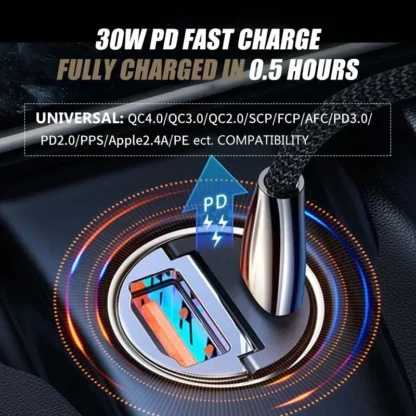 Mini Stealth Car Adapter QC 4.0 3.0 Quick Charge Type C PD Charger 30W PD+QC/PD+PD Car Charger For iPhone 12 13 Huawei Xiaomi - Image 3