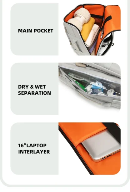 Travel Backpack Business Bag Wet and Dry Separation Shoulder Bags Multi-compartment Daypack Large Capacity Outdoor Backpack Pack - Image 15