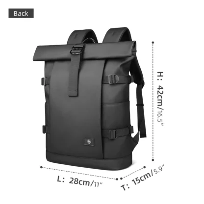 HK Waterproof Roll-Top Backpack for Men Large Capacity Expandable 17 Inch Laptop Bag Leisure Travel Backpack Hiking Camping Bags - Image 7