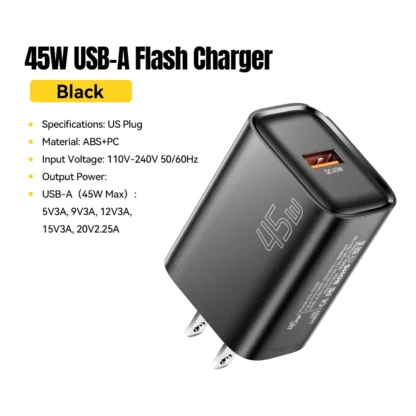 Essager 45W USB A Charger Flash Charge QC3.0 FCP SCP Fast Charging for Samsung Huawei Xiaomi iPad MakBook Tablet Phone Charger - Image 11