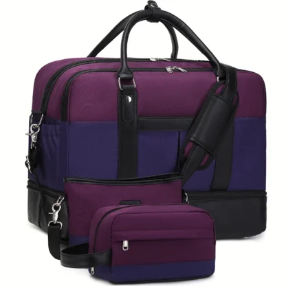 Large Capacity Travel Bag Handbag Tote Travel Bag Shoulder Weekend Bag with Shoe Compartment Breathable Travel Night Bags - Image 14