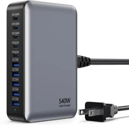 NEW 540W Gan Fast Charge 3.0 USB Type C Fast Charger Mobile 10-port 5C5A PD Charger Convenient To Carry Tablet Charger