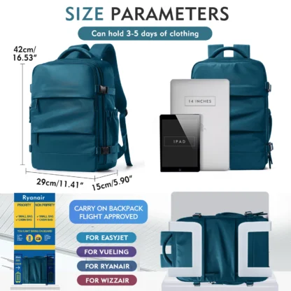 Waterproof Backpacks Travel Backpack Airplane Cabin 45x36x20 Easyjet Carry-Ons Laptop Bag Mens Backpacks Bag Free Fhiping Women - Image 2