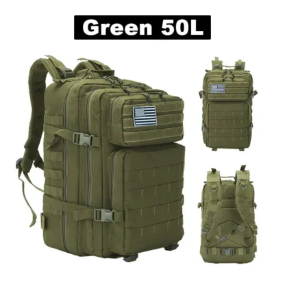 50L Tactical Backpack Men's Travel Large Capacity Rucksacks Men Waterproof Outdoor Sports Multi-functional Bags - Image 9