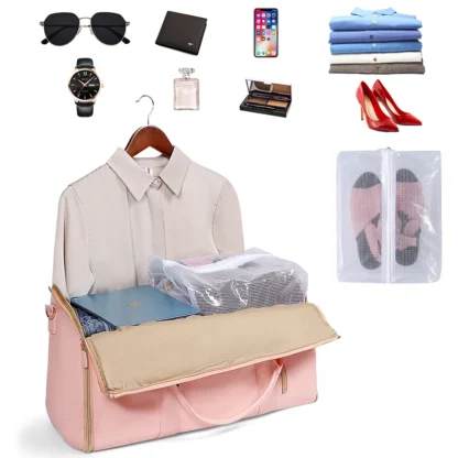 Suit Storage Bag Travel Women PU Folding Travel Bag Large Capacity Hand Luggage Bag Multi Function Waterproof Travel Organizer - Image 24