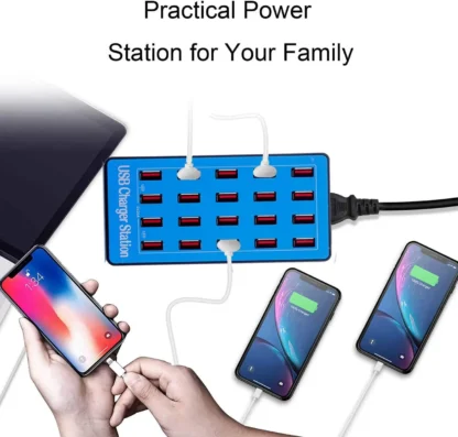 USB Charger Station 20-Port 100W Multiple Charging Station Multi Ports USB Charger Charging for Smartphones,Tablets, USB Devices - Image 6