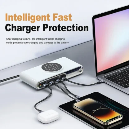 5-in-1 USB C Charger Station with LED Colour Nighting 72W 4-Ports Magnetic Wireless Charging Station PD45W Fast Charger F9A - Image 4