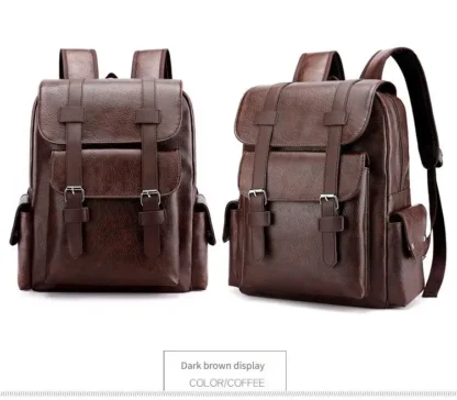 Large Capacity Soft PU Leather Backpack for Casual Business Travel - Image 28