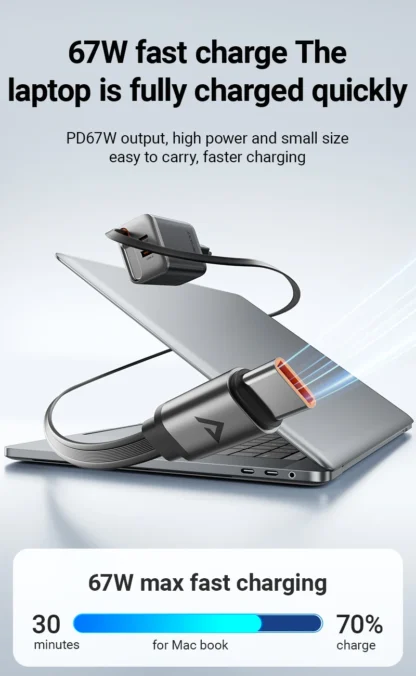 ACEFAST GaN PD67W Fast Charging EU Plug Charger For iPhone 16/15 Pro Max PD Retractable Cable Quick Charging Adapter For Samsung - Image 10