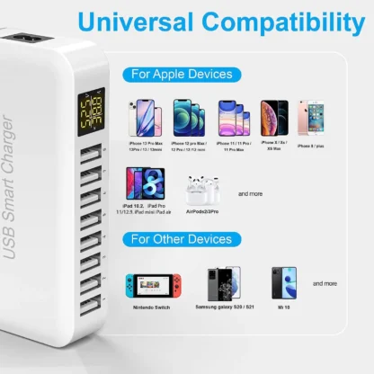 Multi 8 Port USB Fast Charger Desktop Phone Carregador LCD Display Charing station Dock HUB For Iphone 14 Samsung Xiaomi Tablet - Image 8
