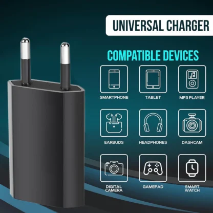 3/5/10pcs USB Power Plug 5V 1A Charger Travel Wall Charging Charger  Power Adapter USB AC EU Plug (Black) for Phone - Image 13
