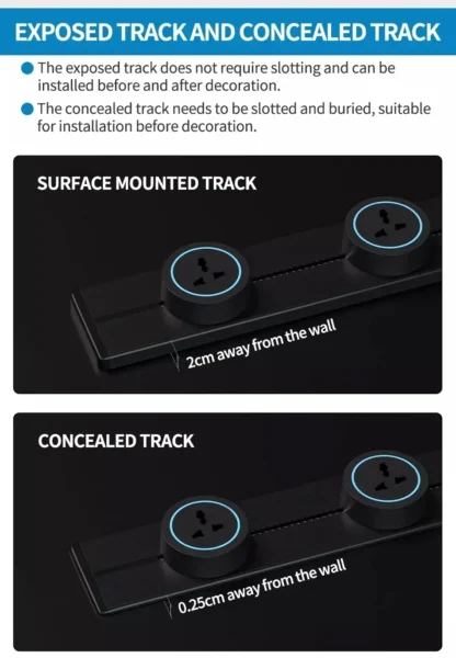 40cm 50cm Track Socket Wall Power Rail Movable Sockets High End Home Appliance Power 8000W EU US UK Standard USB Type c Ports - Image 20