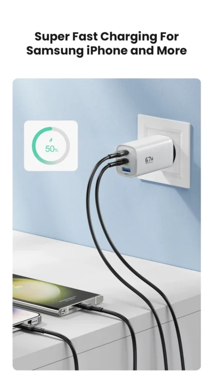 67W GaN Charger PD3.0 QC3.0 Type C Fast Charging for IPhone 15 14 Xiaomi USB Type C Charger for Samsung S23 Ultra Macbook Tablet - Image 14