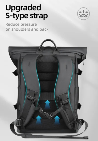 HK Waterproof Roll-Top Backpack for Men Large Capacity Expandable 17 Inch Laptop Bag Leisure Travel Backpack Hiking Camping Bags - Image 19