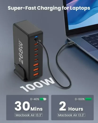 268W/240W GAN Gallium Nitride USB TypeC Multi-port Desktop Travel Charger With Power Adapter PD Charger Office Home Charger - Image 15