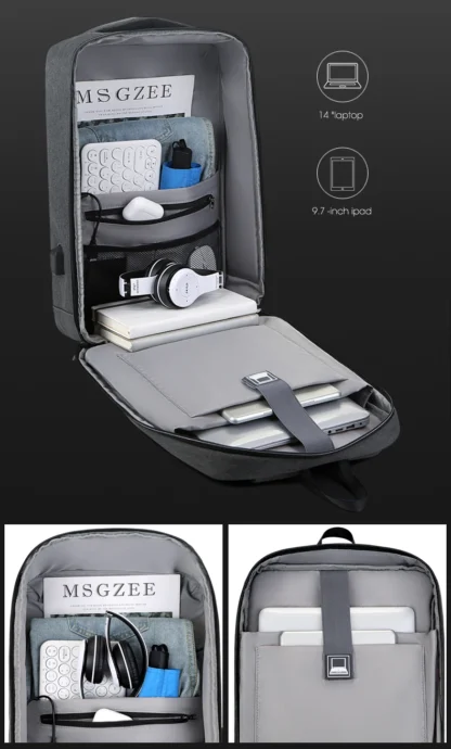 Men's Backpacks USB Charging Business Bag Male Multifunctional Waterproof Rucksack Unisex Anti-theft Bagpack Fashion Backpack - Image 15