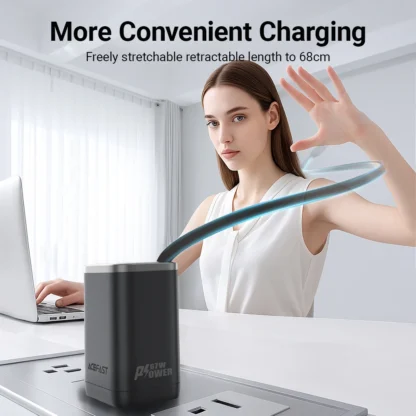 ACEFAST GaN PD67W Fast Charging EU Plug Charger For iPhone 16/15 Pro Max PD Retractable Cable Quick Charging Adapter For Samsung - Image 5