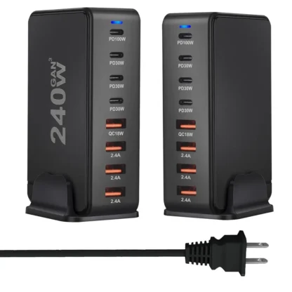 240W Desktop Charging Station  4 USB Type C USB Type A Charger 8 Ports For iPhone15 PD Fast Charger For Laptop Tablet - Image 15