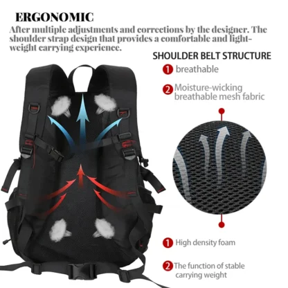 Outdoor hiking bag, men's and women's 60L large capacity backpack, fashionable leisure travel backpack, lightweight sports bag - Image 6