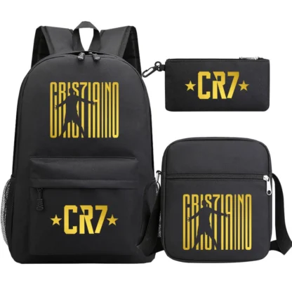 Football Ronaldo CR7 Backpack 3pcs/set School Bags for Girls Boy Laptop Travel Knapsack Women Rucksack Shoulder Bags Pen Case - Image 2