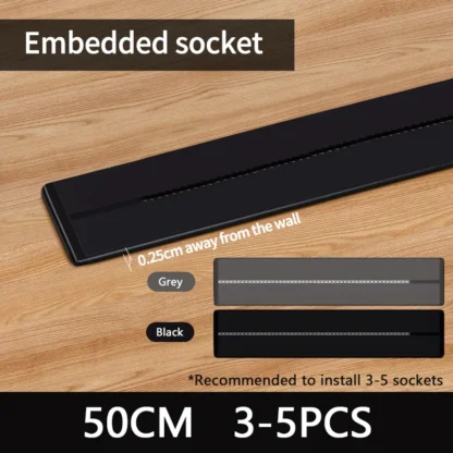 UK Wall power rail socket, kitchen aluminum expansion socket 40cm 50cm, built-in socket on countertop - Image 10