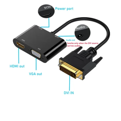 1080P DVI to VGA HDMI Splitter Converter Dual Display DVI to HDMI VGA Converter Splitter for PC Laptop Monitor Projector TV - Image 8
