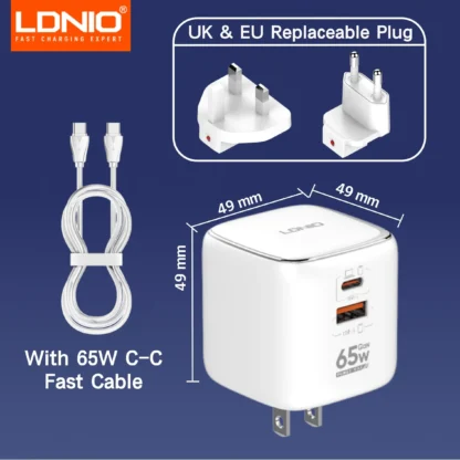 LDNIO 65W USB C Charger GaN Charger Multi-port Type C Travel Adapter For MacBook iPad iPhone 15 14 Pro Max Xiaomi Galaxy S23 - Image 10