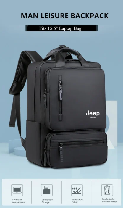 JEEP BULUO Trend Casual High Capacity Feature Backpack Computer New Men's Bag 15 inches Laptop Travel Nylon Bags For Man - Image 9