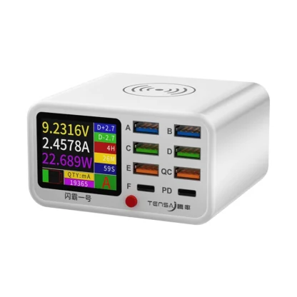 Multi functional 8-port USB Wireless Fast Charging Station Visual Current Detection Charger For Mobile Phone iPad Flash Charging - Image 6