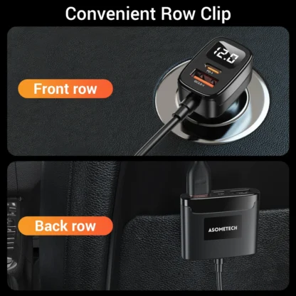 ASOMETECH 5 Port USB Car Charger 78W SCP PPS AFC USB Type C Fast Charging For iPhone 14 13 Pro Huawei Xiaomi Samsung S22 Ultra - Image 3
