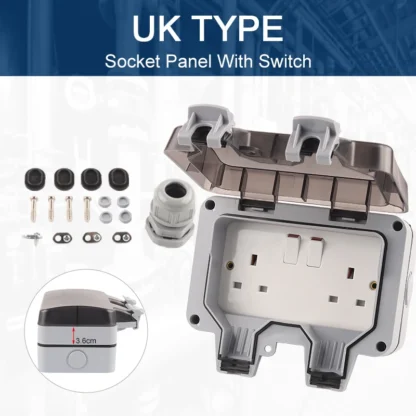 IP66 Waterproof Outdoor Box Wall Socket 13A Double Switch Power Outlet Universal / UK With USB Charging Port DIY GO - Image 12