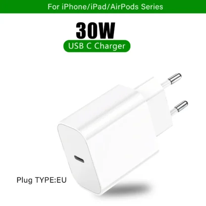 PD 30W fast charger for iPhone 16 15 Pro Max Plus Fast Charging Cable for iPhone charger USB C for Apple iPad wall adapter US EU - Image 9