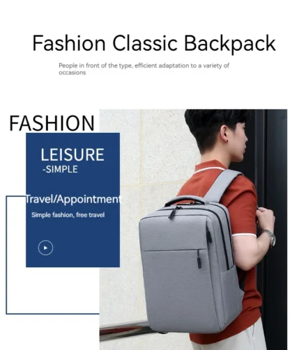 Rilibegan Laptop Men Backpack External USB Charging Travel Men Backpack Nylon School Bag Double Layer Quality Business Backpack - Image 12