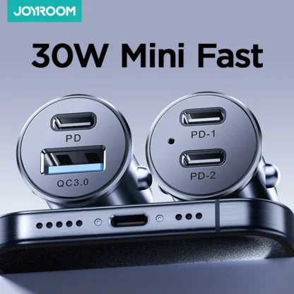 Joyroom 30W USB C Car Charger Adapter PD QC3.0 Mini Metal USB Charger Fast Charging Phone Charger for iPhone Samsung Huawei - Image 2