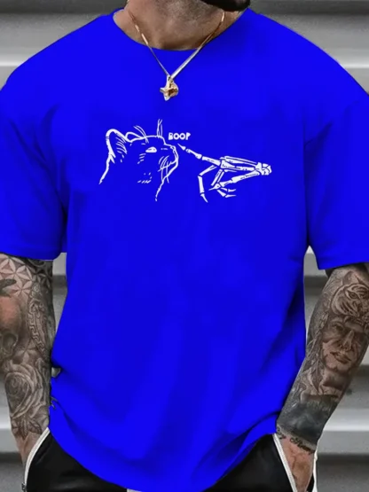 Camiseta deportiva de manga corta con cuello redondo para hombre, 100% algodón, cómoda, informal, holgada, de talla，Exquisite p - Image 5
