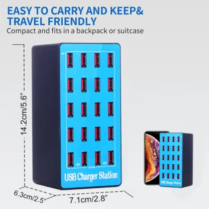 The 10-port 20-port usb charger is lightweight and designed to charge smartphones, tablets and other usb devices - Image 4