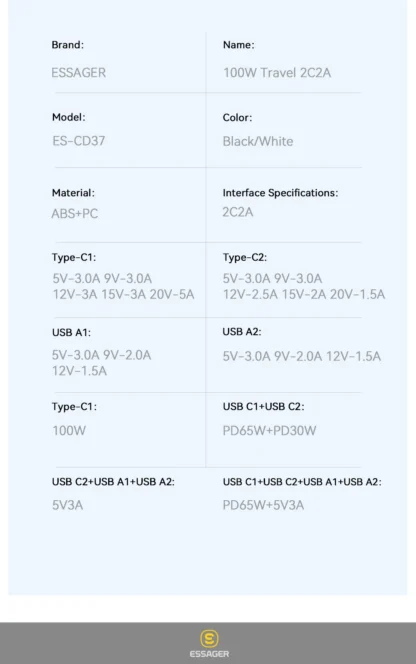 Essager 100W GaN USB Type C Caricabatterie PD QC Quick Charge 4.0 3.0 Type C Ricarica Rapida Per iPhone 14 13 12 Xiaomi Macbook - Image 26