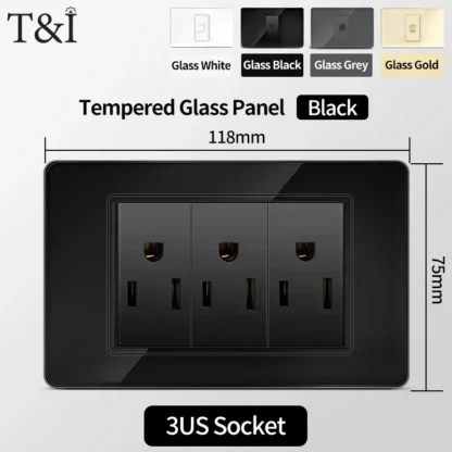 America Standard Power Outlet 118 Series 118*75mm Double USB Type-C Quick Charger US Mexico Glass Panel Wall Socket 16A 110V - Image 8